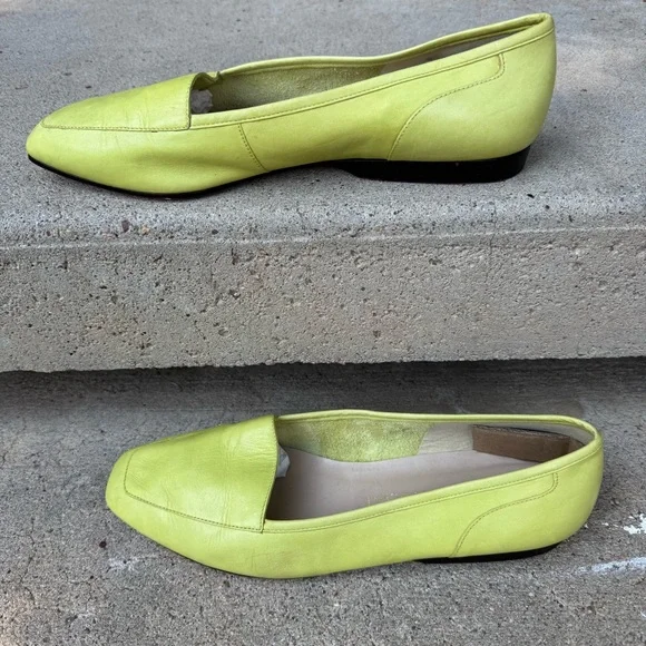 Vintage Enzo Angiolini liberty Lime Green Loafers flat leather size 9 - Picture 3 of 10
